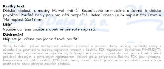 Příbalový leták - Hansaplast Marvel Kids náplast 20ks