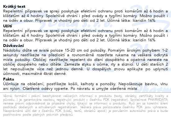 Příbalový leták - DIFFUSIL repelent Family spray 100ml