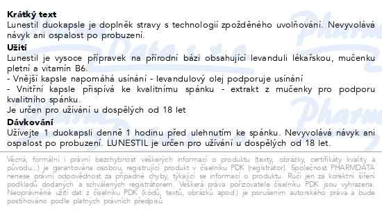 Příbalový leták - Lunestil 15 duokapslí