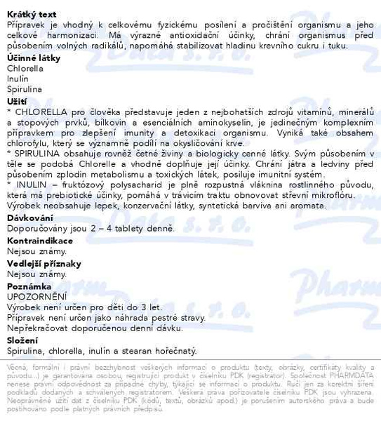 Příbalový leták - NATURVITA Spirulina+Chlorella+Prebiotikum tbl.90