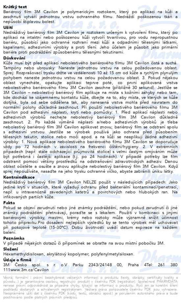 Příbalový leták - 3M Cavilon nedráždivý bariérový sprej 28ml