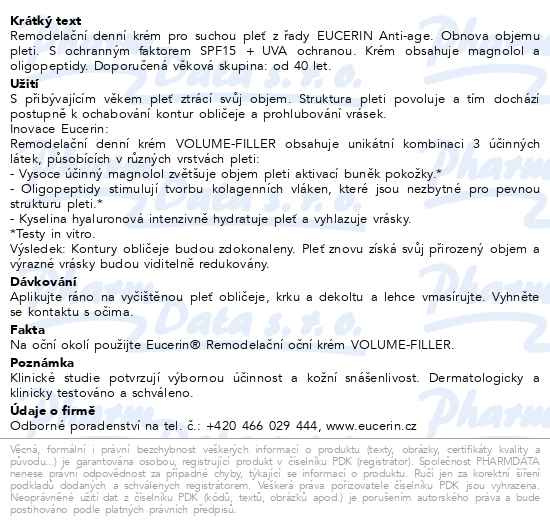 Příbalový leták - EUCERIN VOLUME-FILLER den.krém suchá pleť 50ml