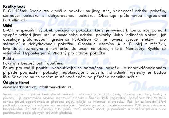 Příbalový leták - Bi-Oil Pečující olej 125ml
