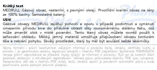 Příbalový leták - Medrull gázový obvaz nesteril.s pev.okraji 7cmx4m