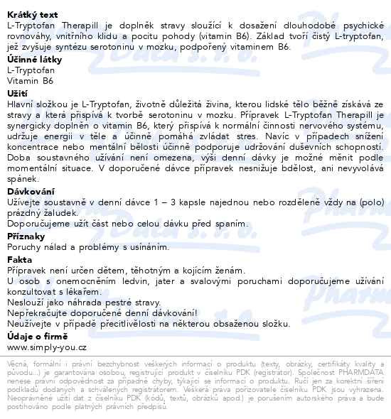 Příbalový leták - L-Tryptofan Therapill cps.60