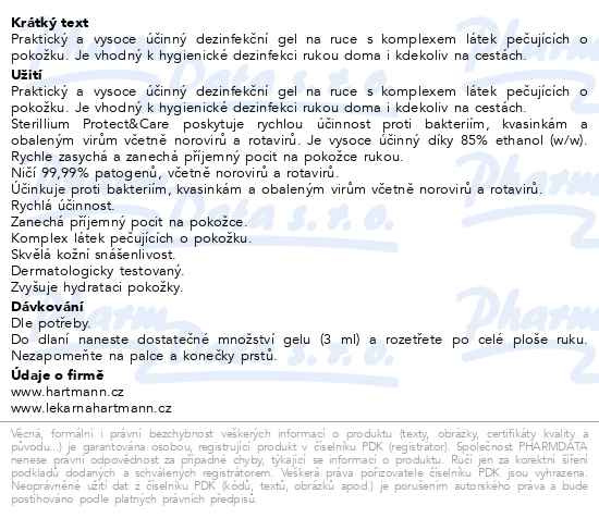 Příbalový leták - Sterillium Protect&Care gel 475ml dezinfekce rukou