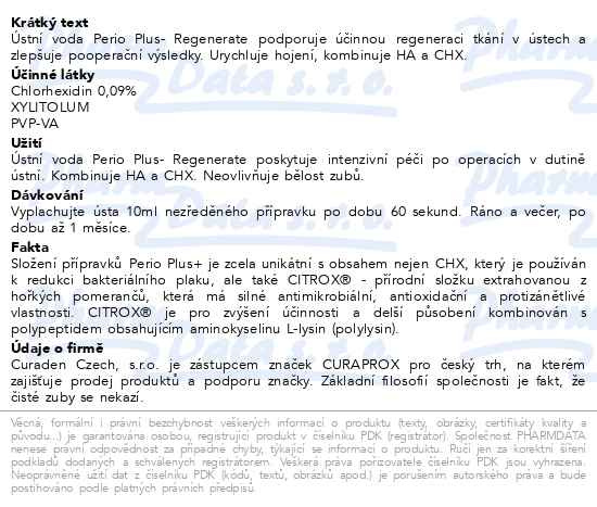 Příbalový leták - CURAPROX Perio Plus+ Regenerate ústní voda 200ml