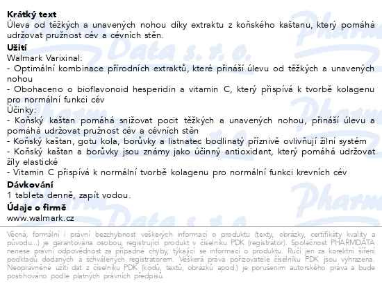 Příbalový leták - Walmark Varixinal tbl.60