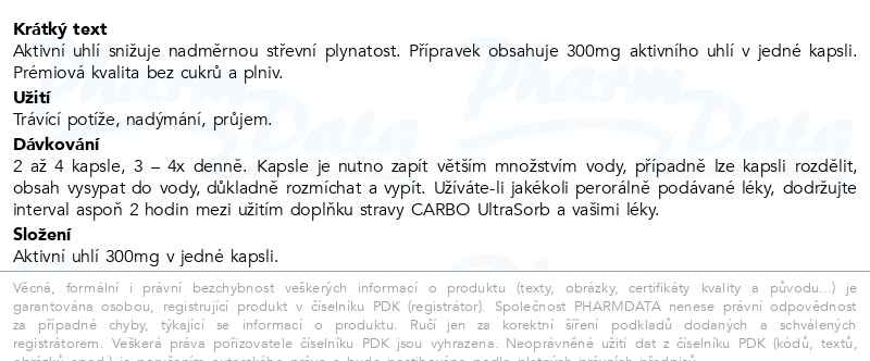 Příbalový leták - Astina CARBO UltraSorb 300mg cps.20