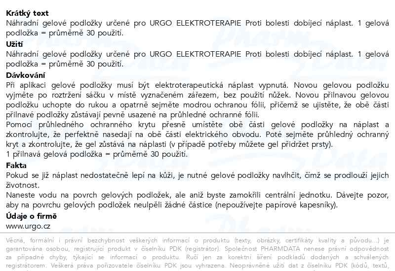 Příbalový leták - URGO Náhradní gelové podložky 3ks