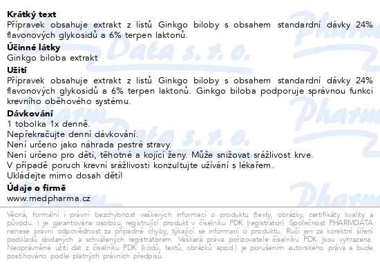 Příbalový leták - MedPharma Ginkgo biloba 60mg Forte tob.67