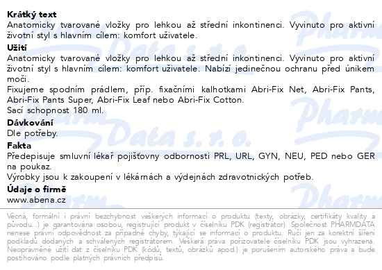 Příbalový leták - Inkont.vložka Abena Light Mini 1. 20ks
