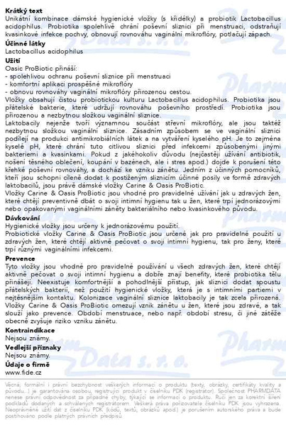 Příbalový leták - DHV Oasis ProBiotic 9ks