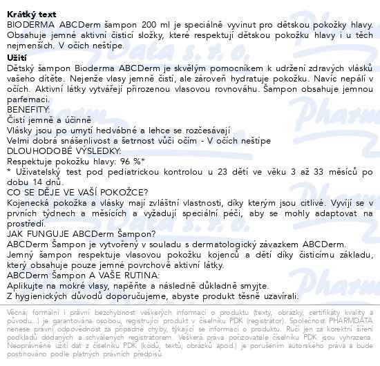 Příbalový leták - BIODERMA ABCDerm šampon 200ml