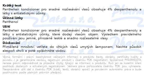 Příbalový leták - Panthehair kondicioner NEW 200ml Dr.Müller