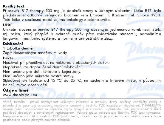 Příbalový leták - B17 therapy 500mg tob.60