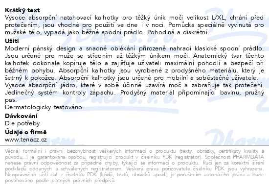 Příbalový leták - TENA Men PU Maxi L/XL ink.kalh.8ks 798307