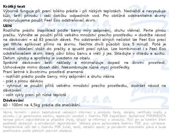 Příbalový leták - FeelEco Prací gel White 5l