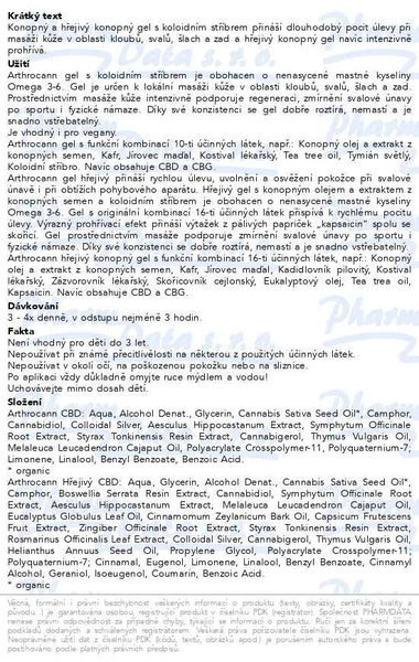 Příbalový leták - Arthrocann CBD gel+Arthrocann hřej.CBDgel 2x75ml