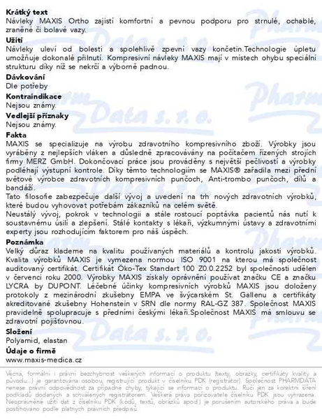 Příbalový leták - Maxis kotníkový návlek III. vel.4 tělová