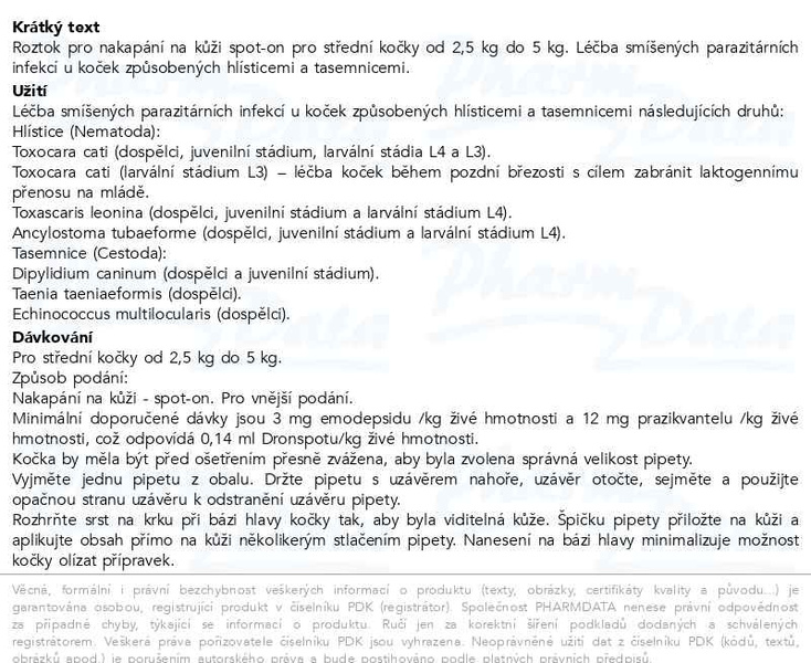 Příbalový leták - Dronspot 60mg/15mg střední kočky spot-on 2x0.7ml