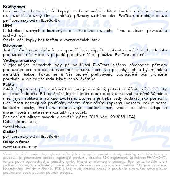 Příbalový leták - EvoTears 3ml
