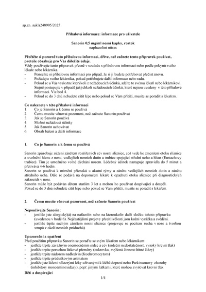 Příbalový leták (SUKL) - Sanorin 0.5mg/ml nas.gtt.sol.1x10ml