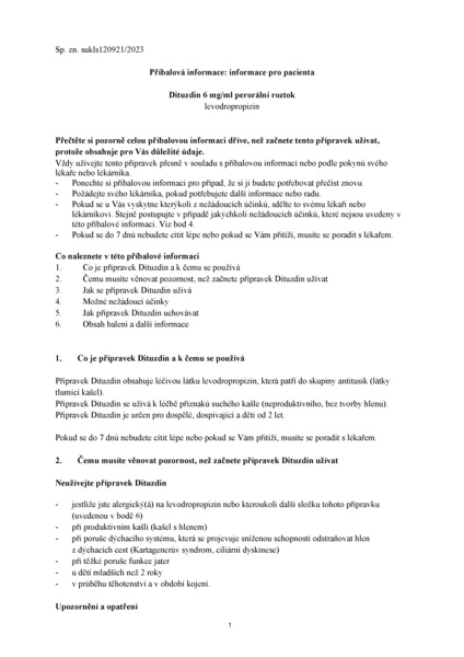 Příbalový leták (SUKL) - Dituzdin, 6 mg/ml, perorální roztok 200 ml