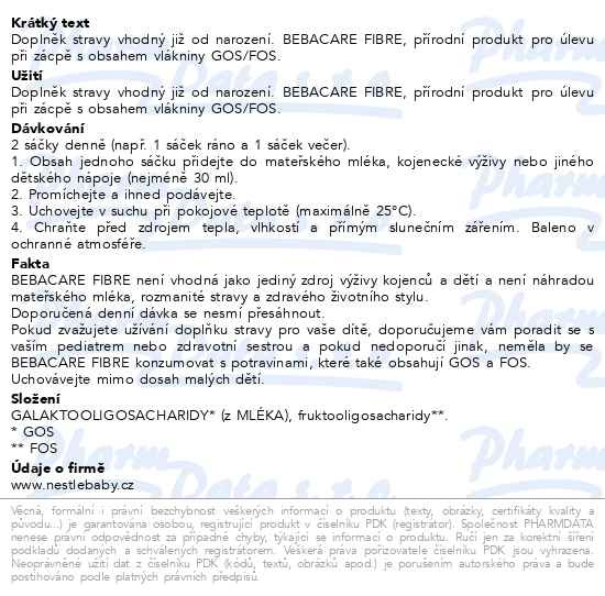 Příbalový leták - BEBACARE FIBRE GOS/FOS 20x2.2g