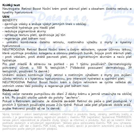 Příbalový leták - Neutrogena Retinol Boost noční krém 50ml
