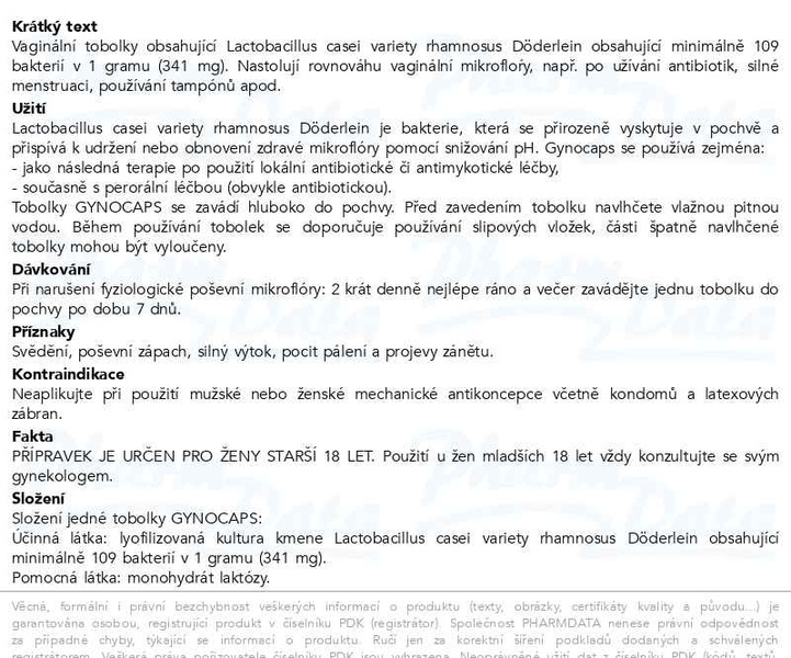 Příbalový leták - Gynocaps vaginální tobolky 14ks