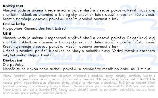 Příbalový leták - Luna vlasová voda s rakytníkovým olejem 120ml