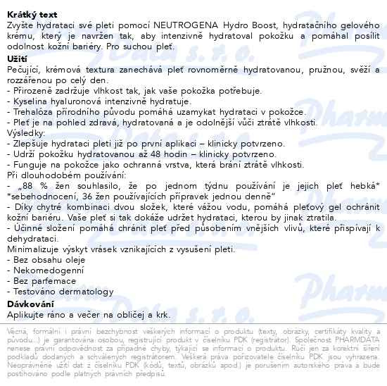 Příbalový leták - NEUTROGENA® Hydro Boost Hydratační gelový krém 50 ml