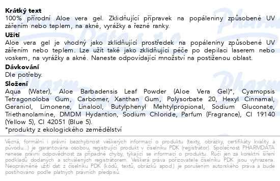 Příbalový leták - Diet Esthetic Aloe vera gel 500ml