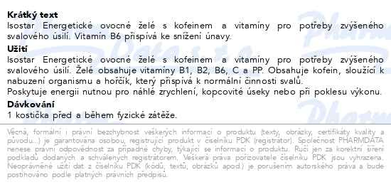 Příbalový leták - ISOSTAR Energy Fruit Boost želé jahoda 10x10g