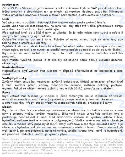 Příbalový leták - Zetuvit Plus Silicone 12.5x12.5cm 10ks