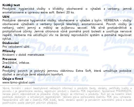 Příbalový leták - Bella Herbs Verbena 20ks