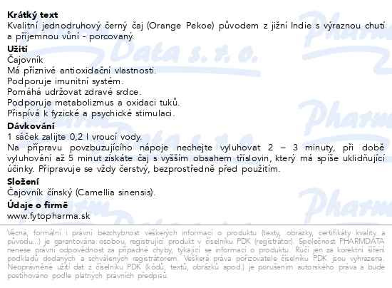 Příbalový leták - Černý čaj 20x1.5g Fytopharma