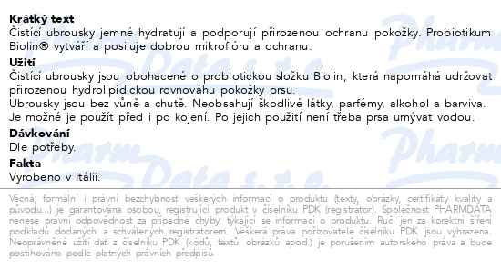 Příbalový leták - CHICCO Ubrousky čistící na prsa 16ks