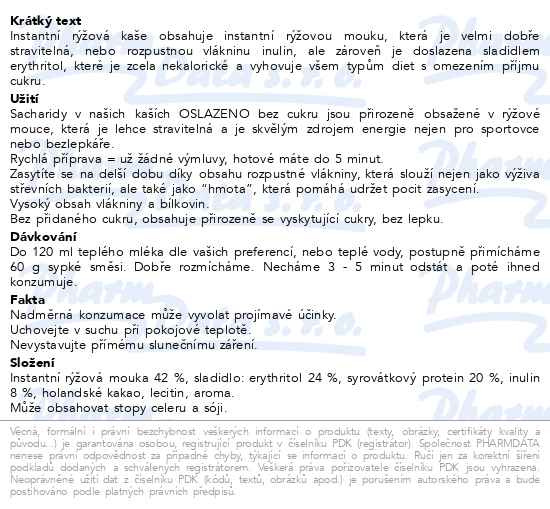 Příbalový leták - Fan Rýžová kaše čokoládo-kokosová 180g
