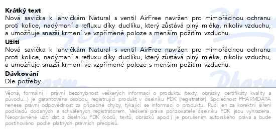 Příbalový leták - Philips AVENT Láhev Natural Response s ventilem AirFree 260 ml, 1m+, medvěd