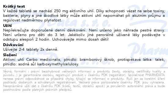 Příbalový leták - MOVit Aktivní uhlí 250mg tbl.20
