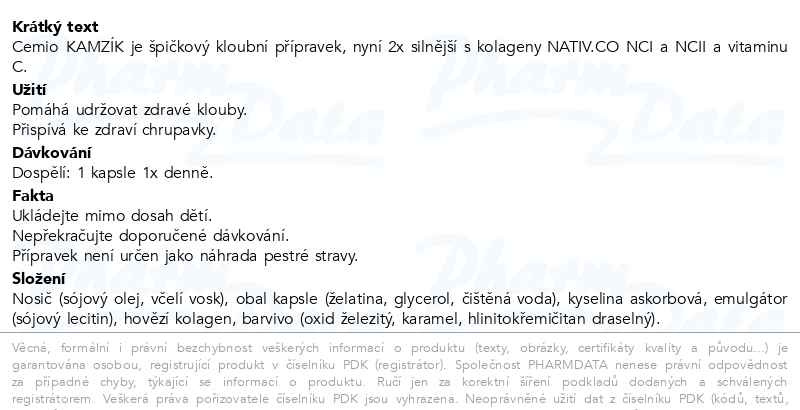 Příbalový leták - Cemio Kamzík cps.60+30 AKCE