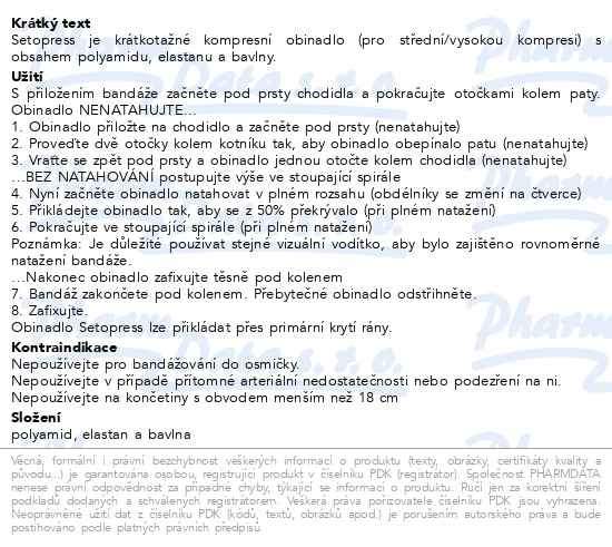 Příbalový leták - Setopress kompresní obinadlo 10cm x 3.5m