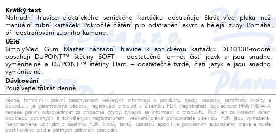 Příbalový leták - SimplyMed náhr.hlavice k sonic.k.2ks DT1013B-modré