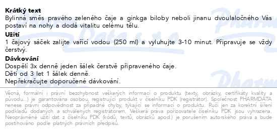 Příbalový leták - LEROS bylinková vitalita 20x2g