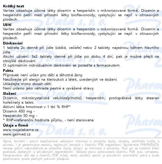 Příbalový leták - Varilex Diosmin tbl 60+10 Moje lékárna