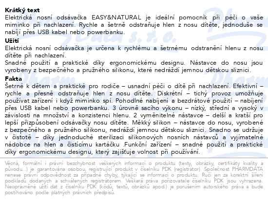 Příbalový leták - CANPOL BABIES Elektr.nosní odsávačka EASY&NATURAL