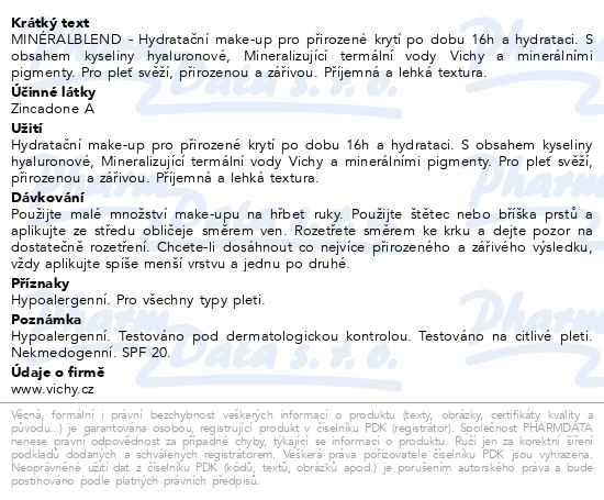 Příbalový leták - Vichy MinéralBlend hydratační make-up 03 30ml