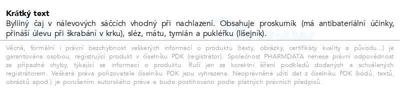 Příbalový leták - Tatranská průdušková směs 20x1g Fytopharma